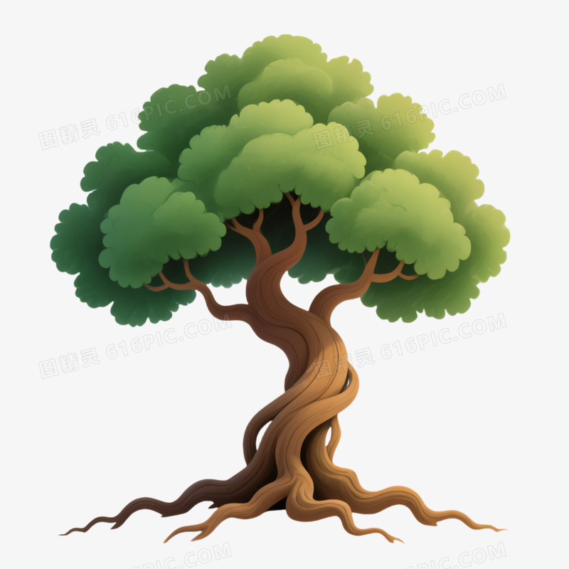 各类树的卡通画免抠元素