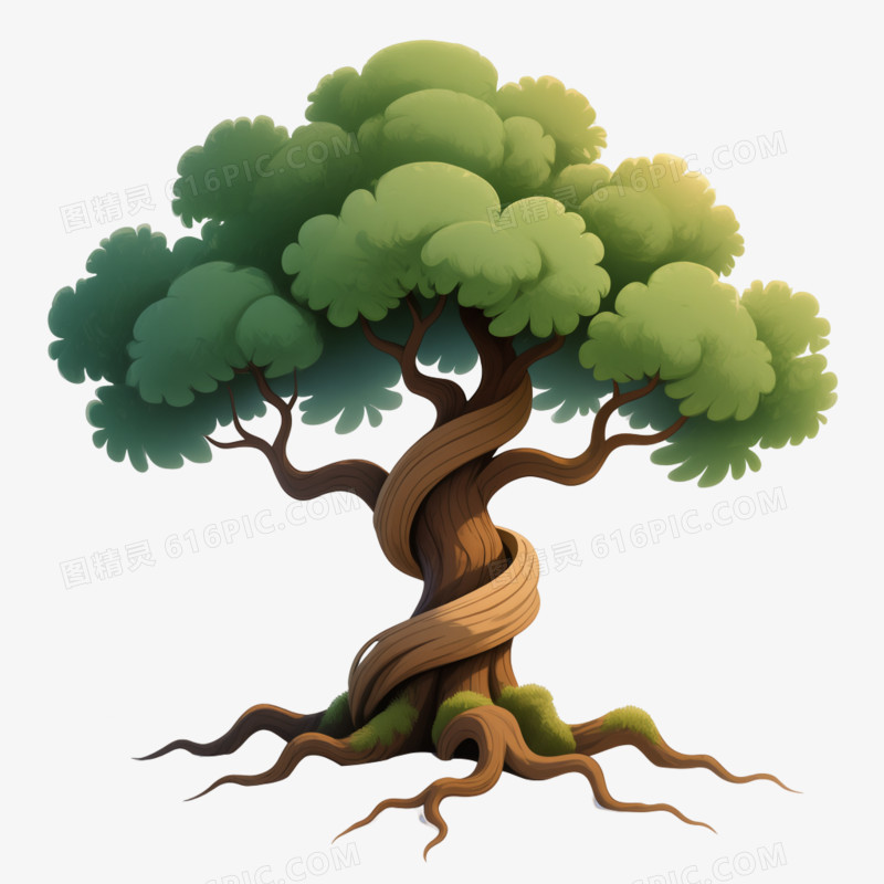 各类树的卡通画免抠元素