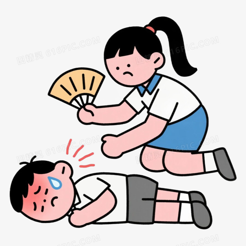 散热夏季中暑症状免抠元素
