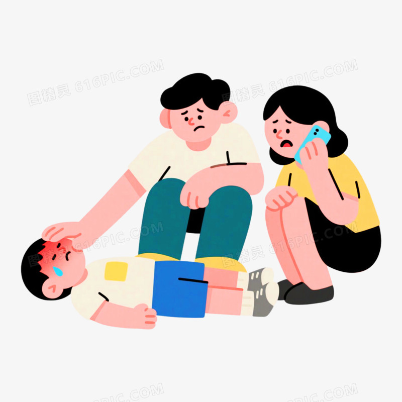 赶紧叫救护夏季中暑症状免抠元素