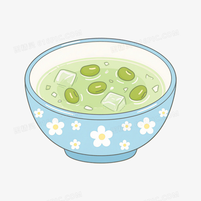 插画风绿豆汤免抠元素
