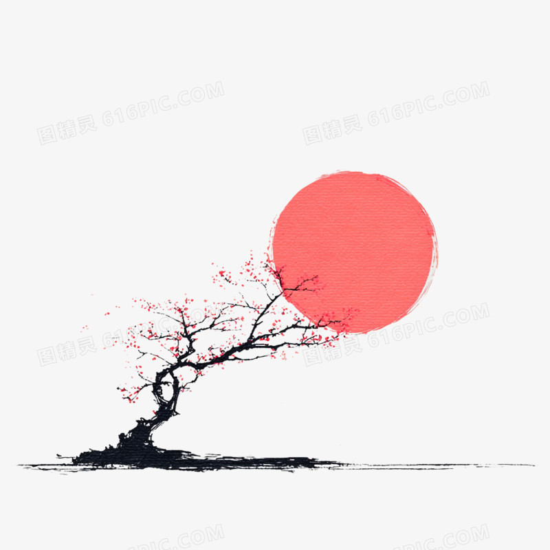 手绘卡古风简笔画梅花免抠元素