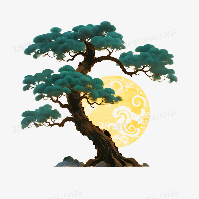 手绘插画风格松树免抠元素