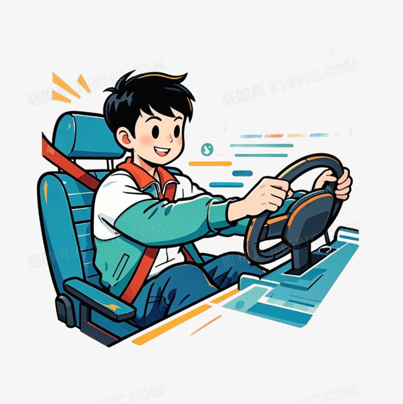 卡通学驾驶免抠元素