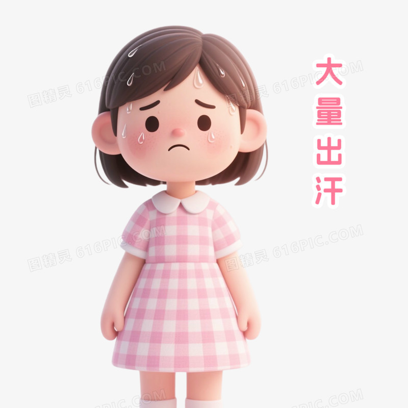 卡通女孩中暑症状免抠元素