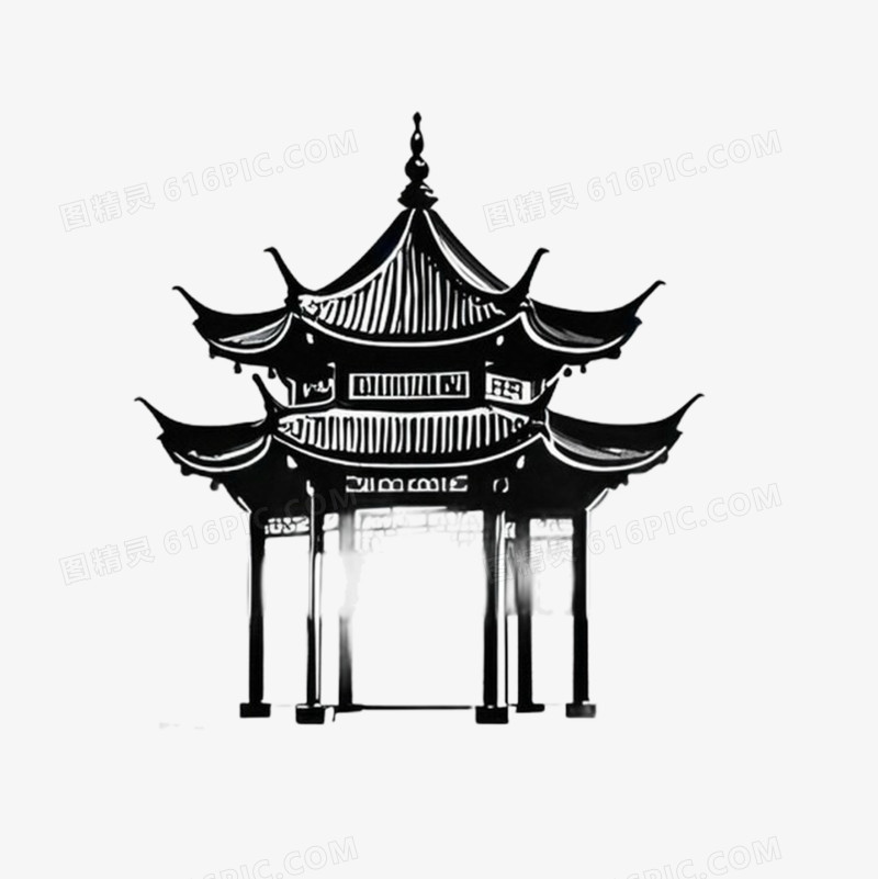 创意中国风简笔画免抠元素