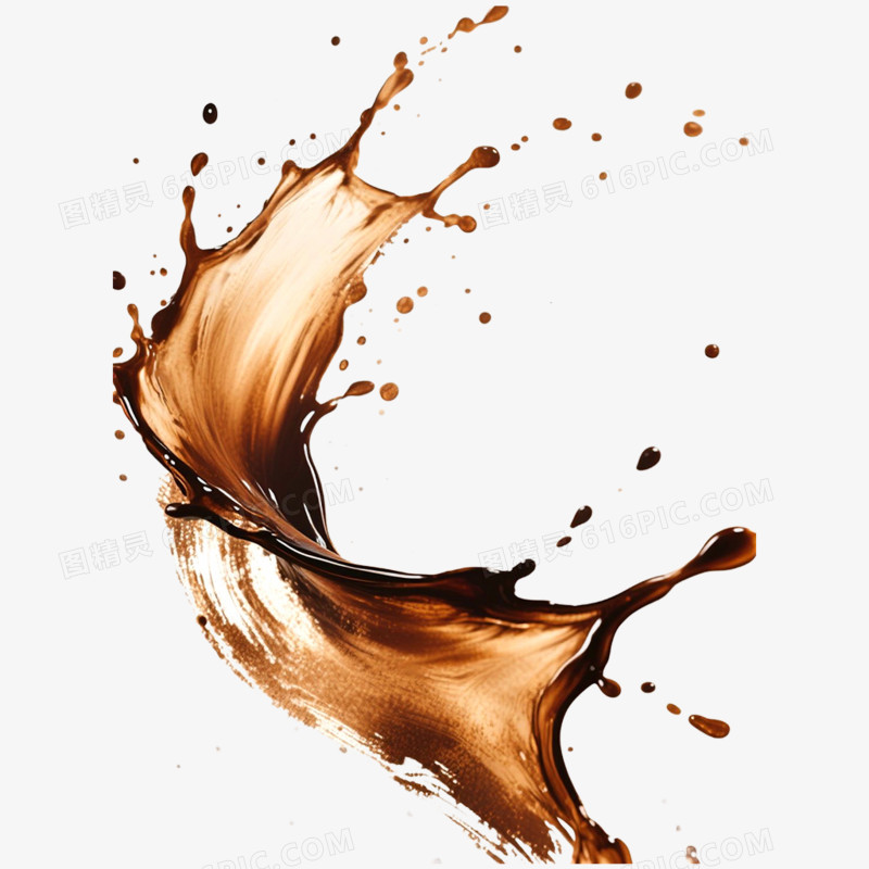 手绘插画咖啡喷溅装饰图案免抠元素