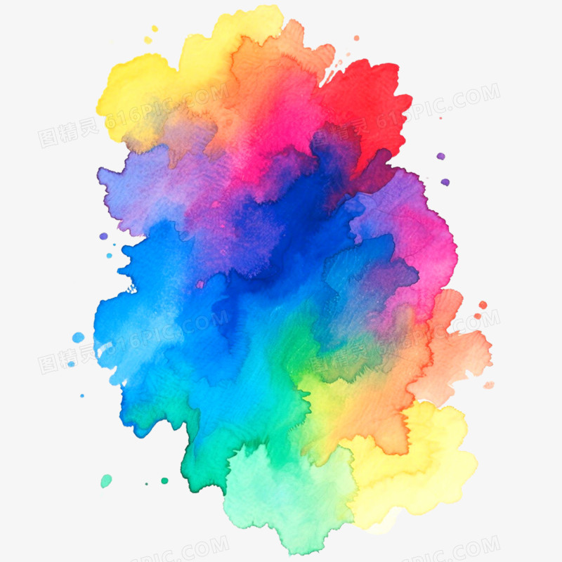 手绘插画水彩喷溅装饰图案免抠元素
