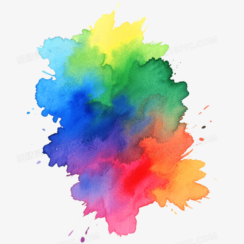 手绘插画水彩喷溅装饰图案免抠元素
