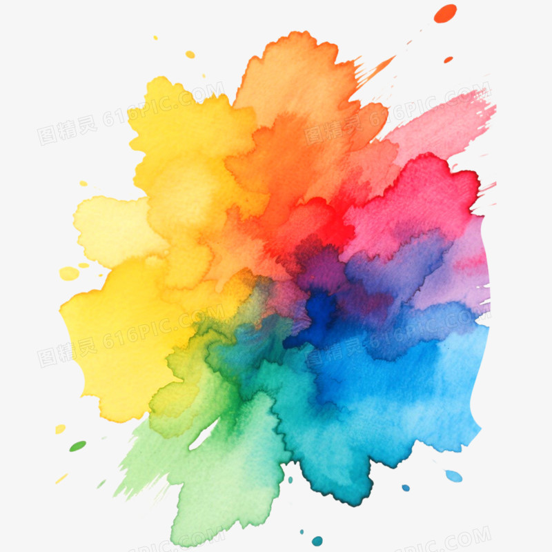 手绘插画水彩喷溅装饰图案免抠元素