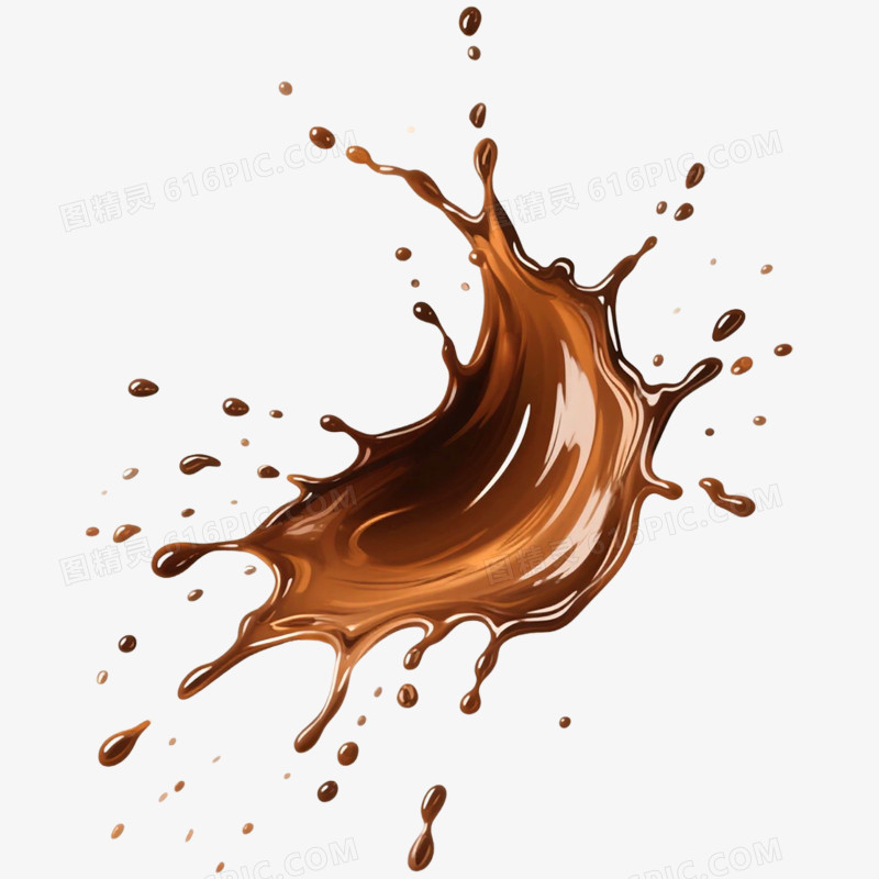 手绘插画咖啡喷溅装饰图案免抠元素