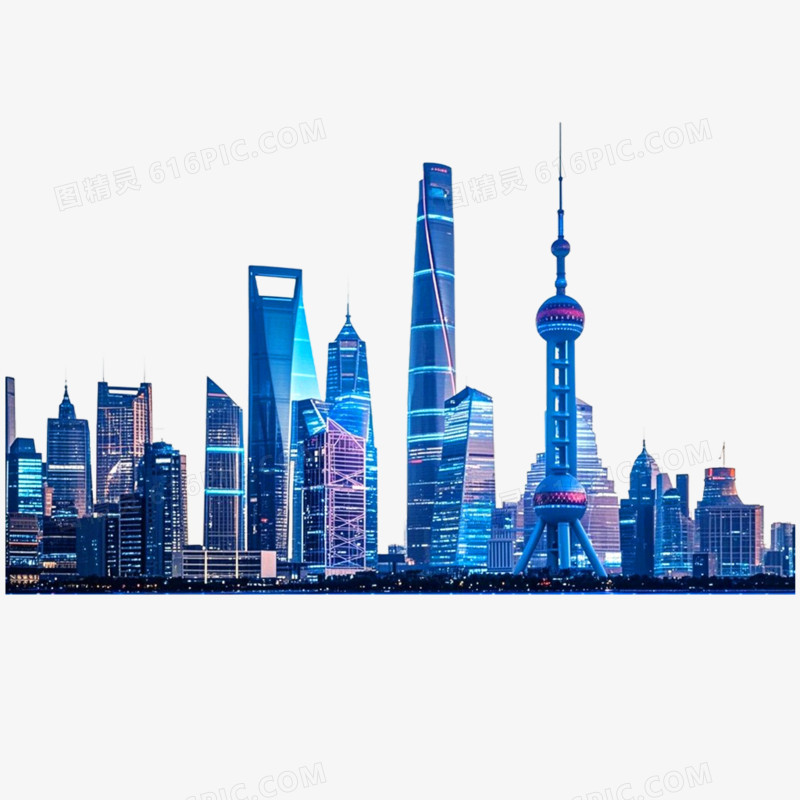 手绘插画城市天际线免抠元素