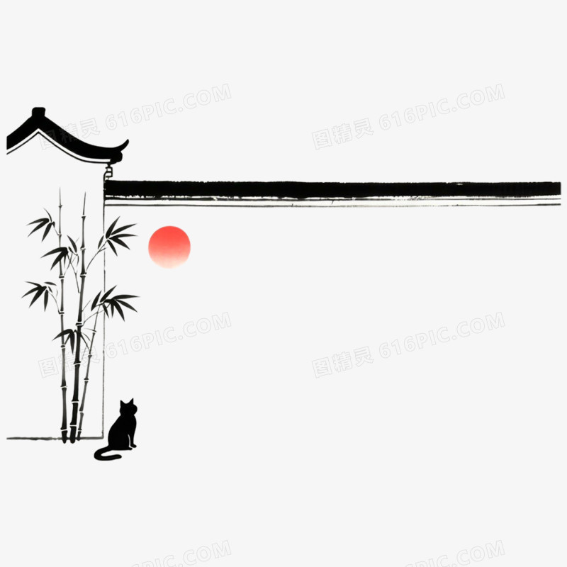 手绘插画古风写意免抠元素