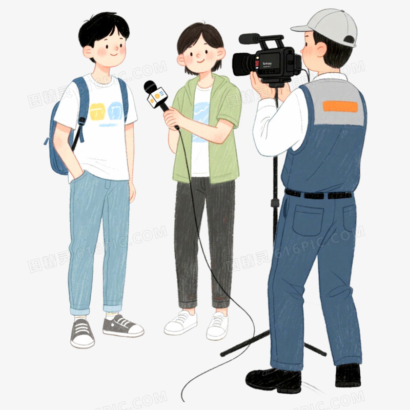 商业人物采访记者免抠元素