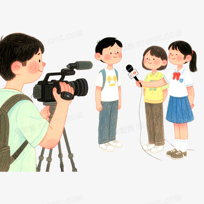 人物采访记者免抠元素