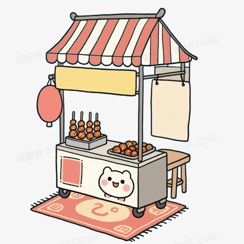 烤串路边摊地毯美食免抠元素
