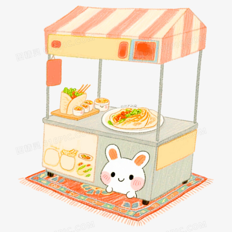 煎饼果子路边摊地毯美食免抠元素