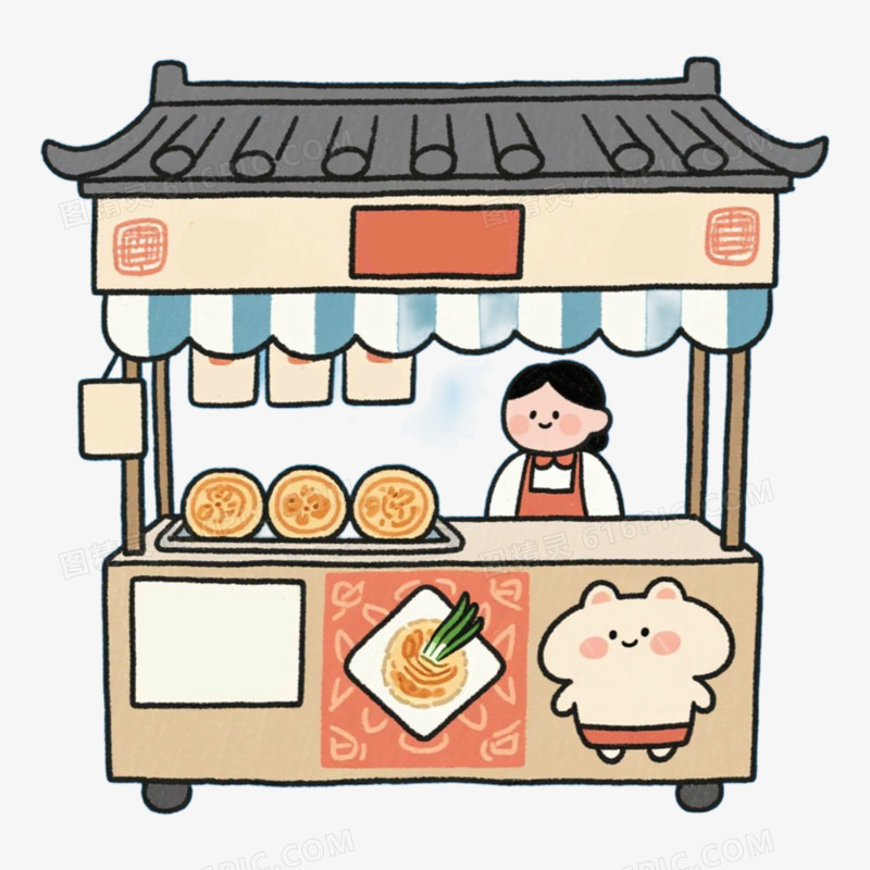 大葱卷饼路边摊地毯美食免抠元素