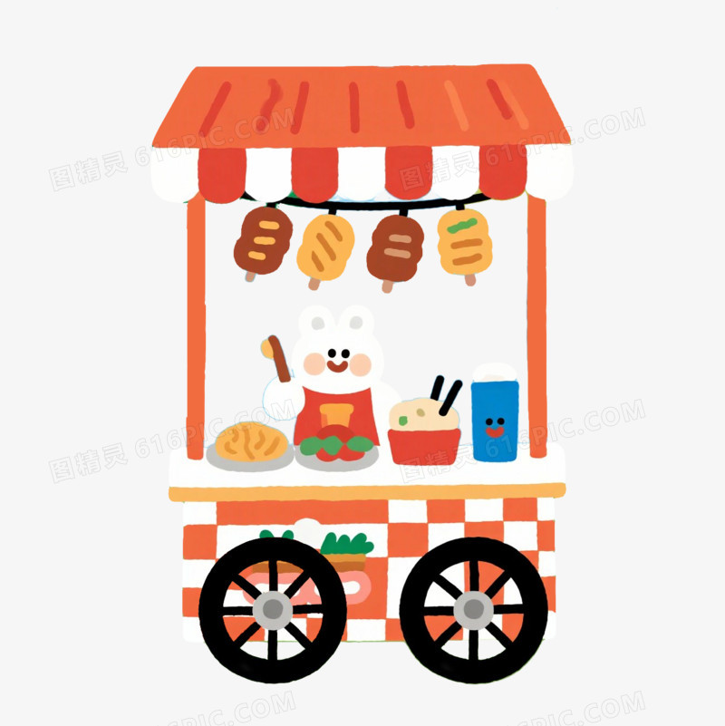 卡通路边摊美食摊免抠元素
