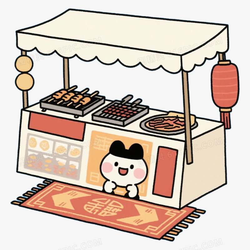 烧烤撸串路边摊地毯美食免抠元素