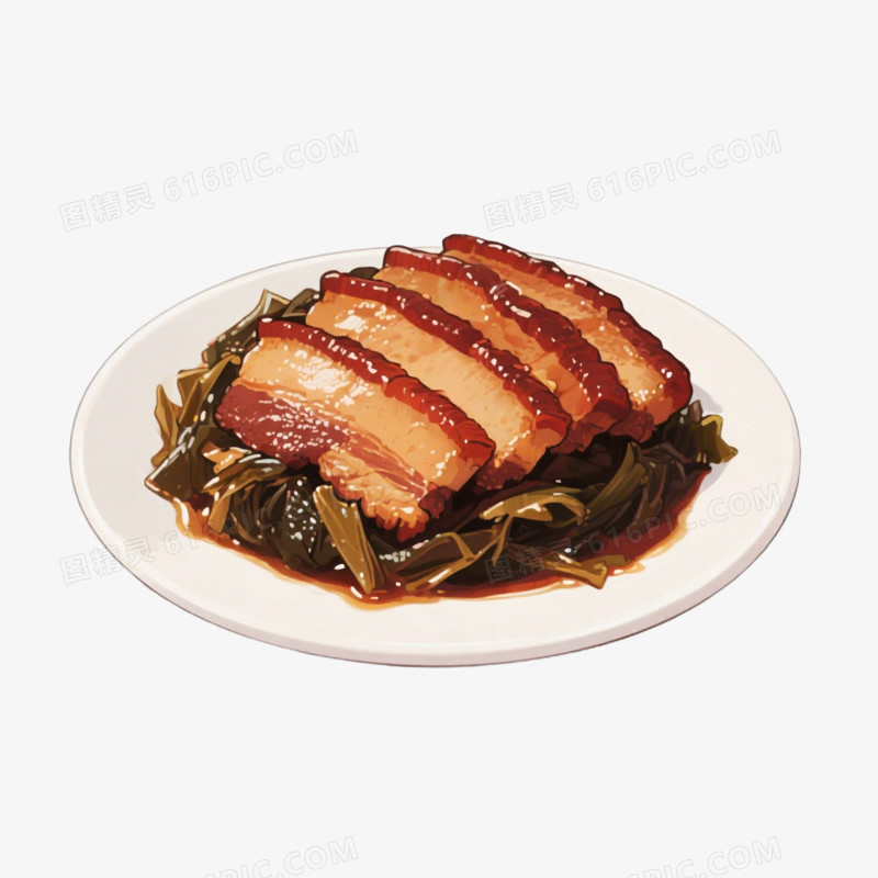 卡通手绘风格梅菜扣肉免抠元素
