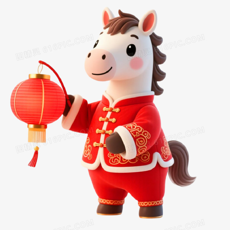马年喜庆卡通形象拟人IP免抠元素
