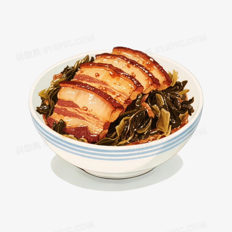 卡通手绘风格梅菜扣肉免抠元素