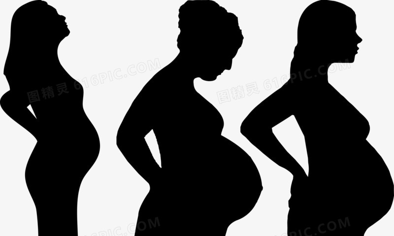 3个孕妇剪影矢量图