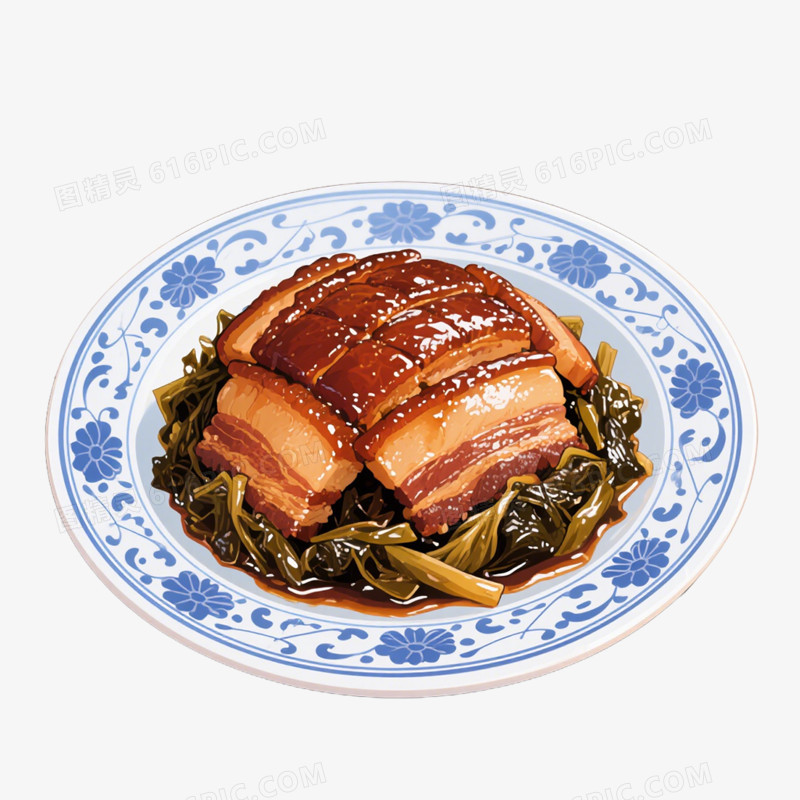 卡通手绘风格梅菜扣肉免抠元素