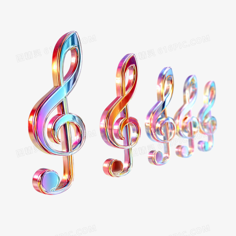 3D音乐符号免抠元素