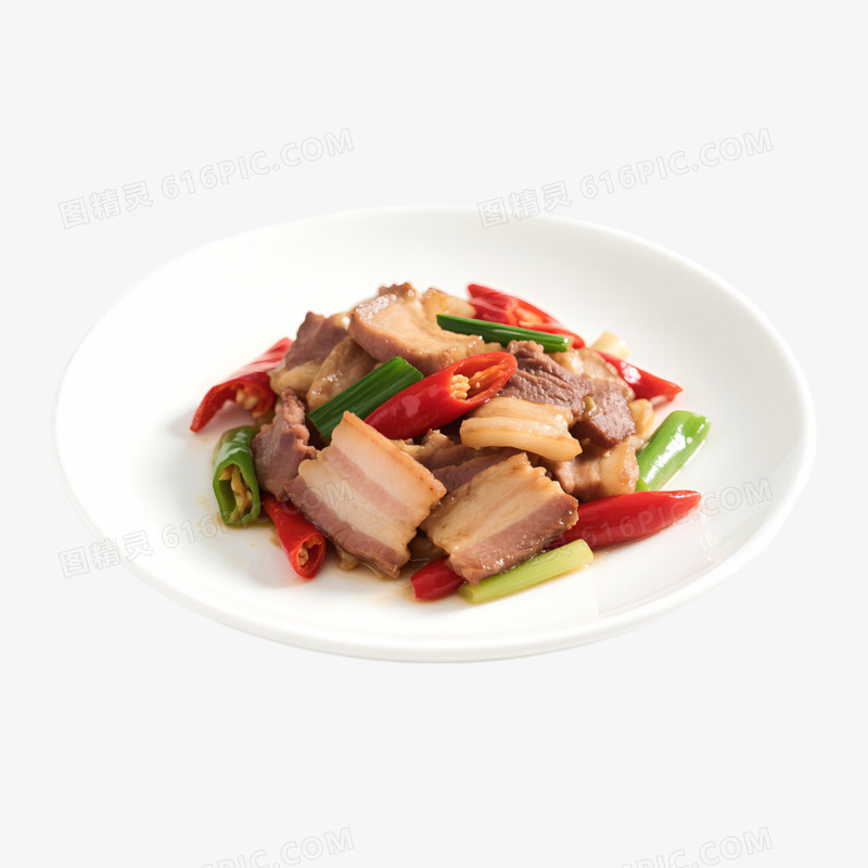 产品实物一盘辣椒炒肉免抠元素