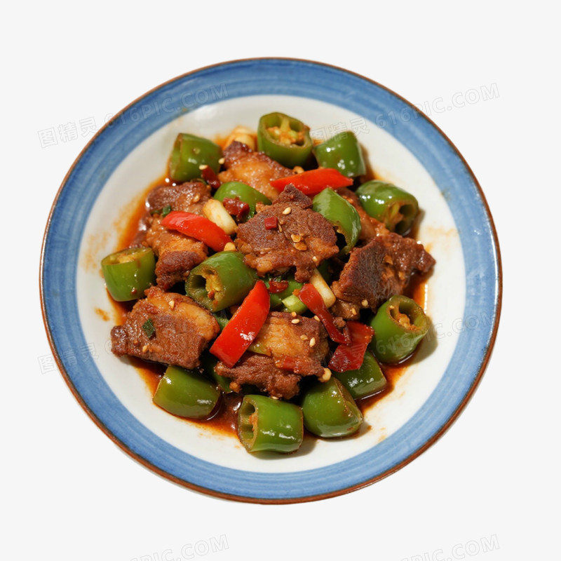 辣椒炒肉美食免抠元素