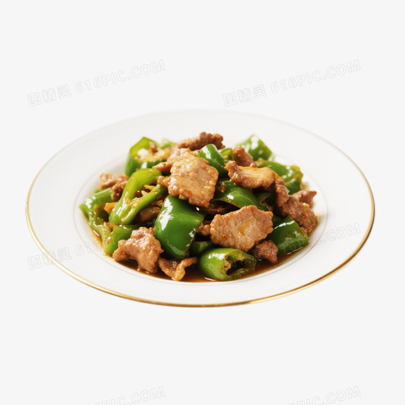写实风格青椒炒肉免抠元素
