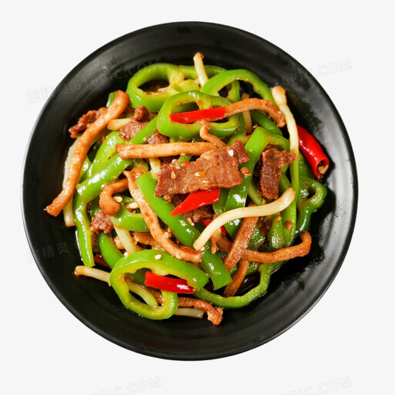 摄影风青椒炒肉免抠元素