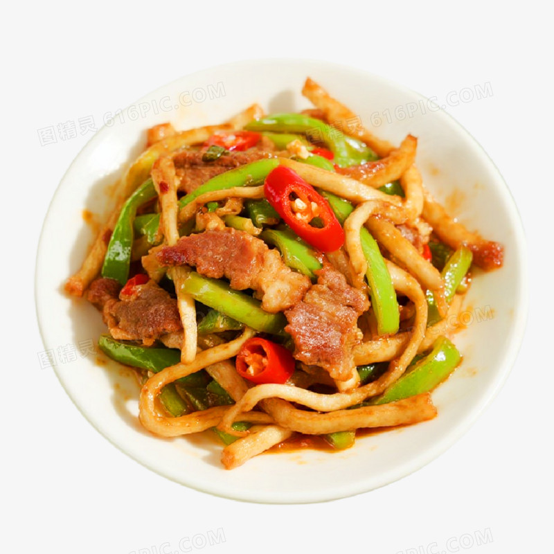 摄影风青椒炒肉免抠元素