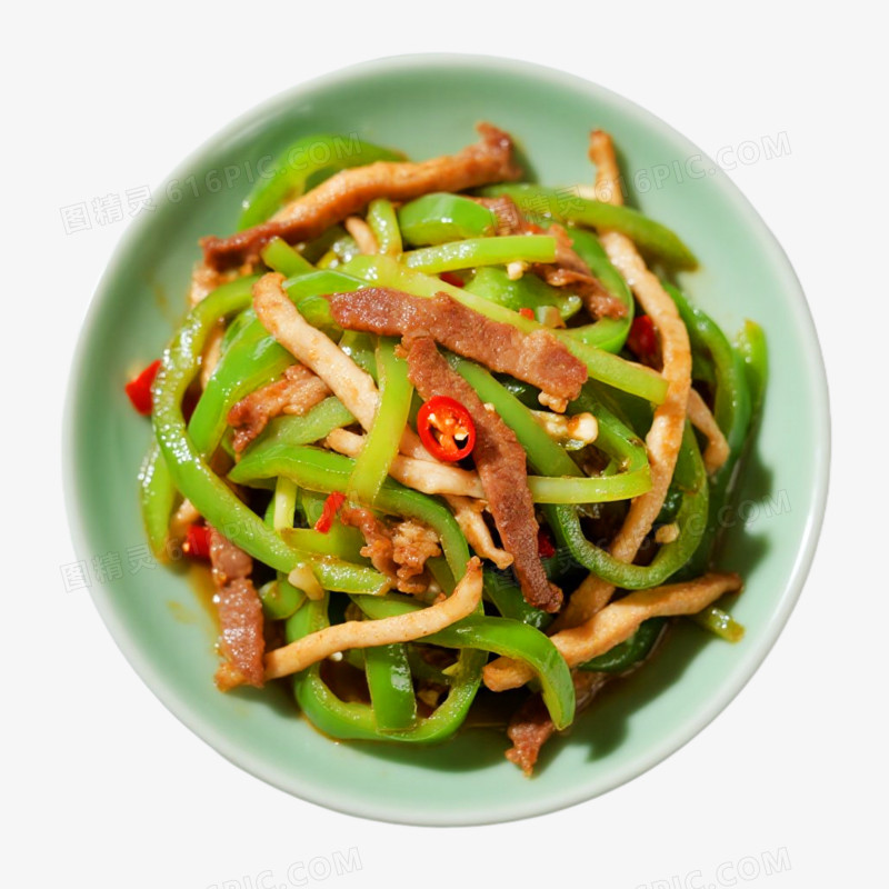 摄影风青椒炒肉免抠元素