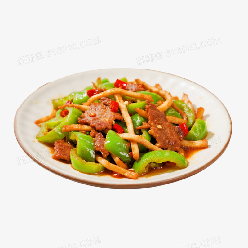 摄影风青椒炒肉免抠元素