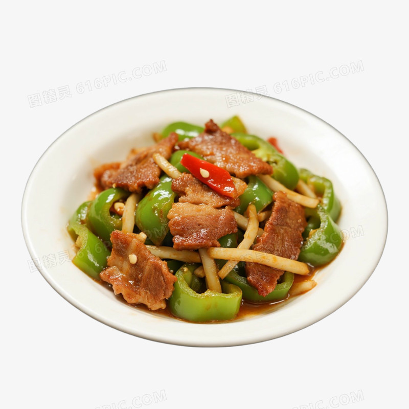 辣椒炒肉美食免抠元素
