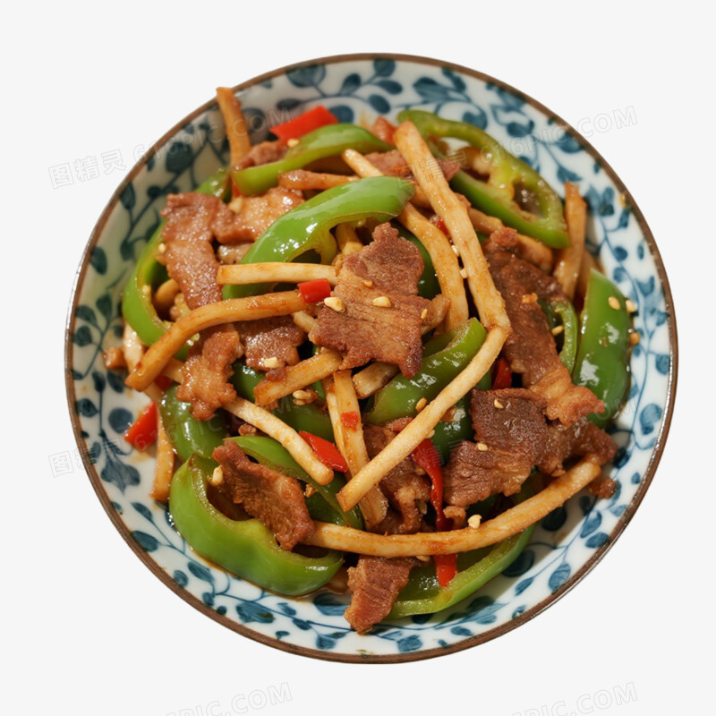 辣椒炒肉美食免抠元素