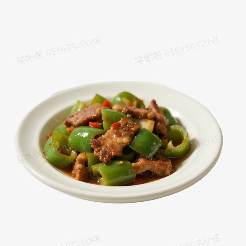 辣椒炒肉美食免抠元素