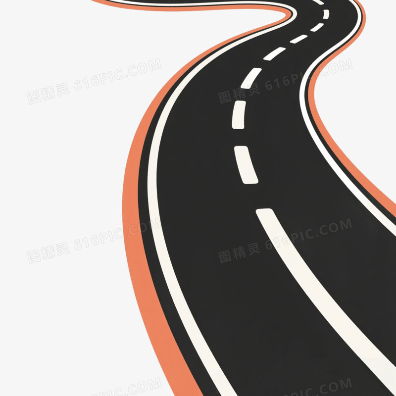 手绘卡通风格公路免抠元素