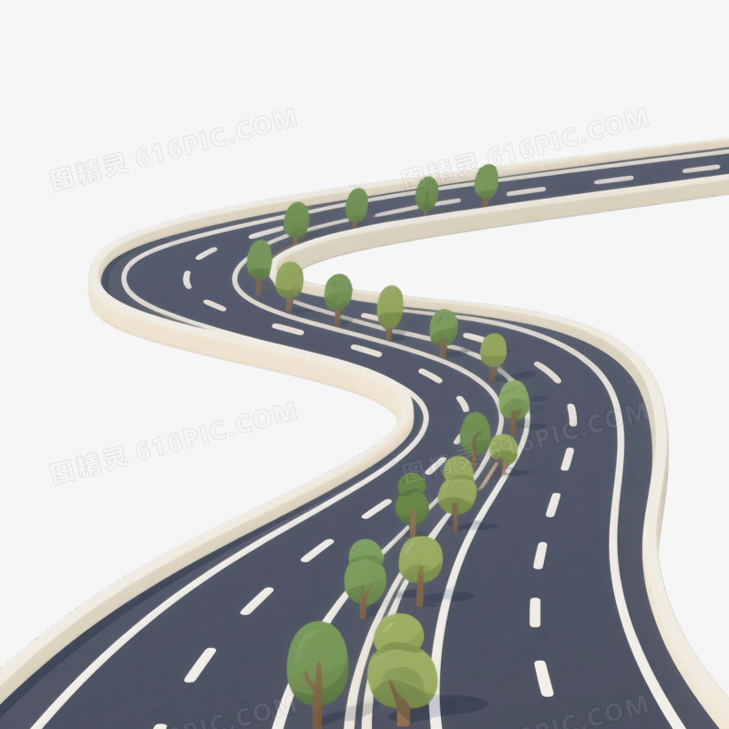 手绘卡通风格公路免抠元素