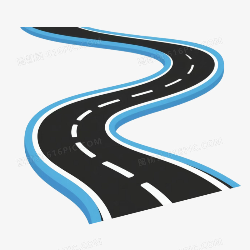 手绘卡通风格公路免抠元素