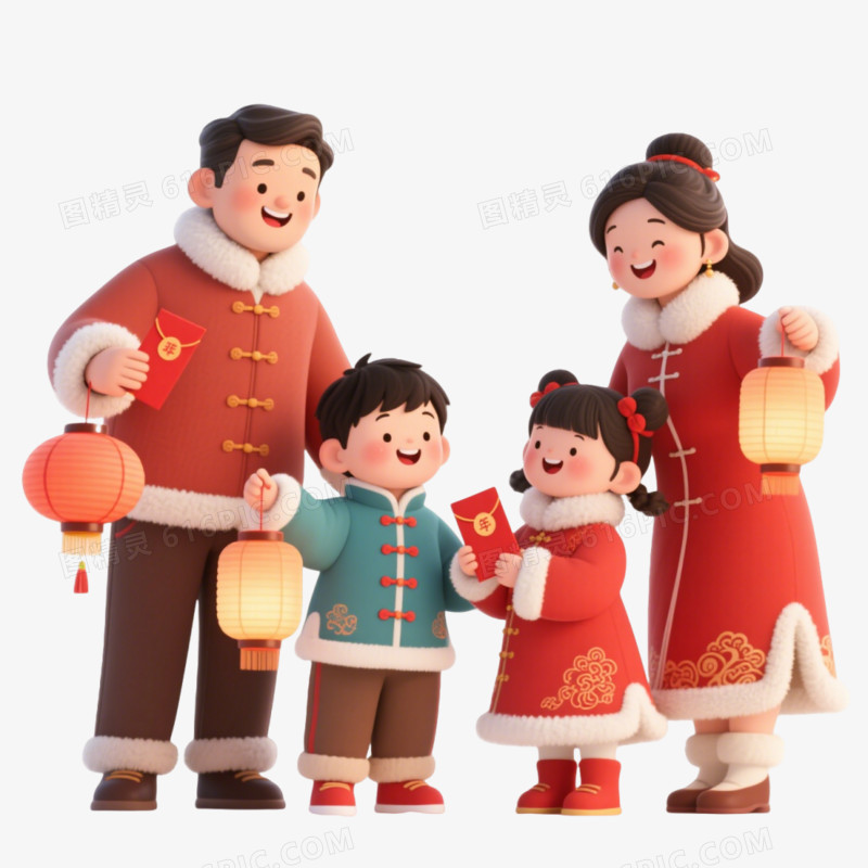 新年全家福免抠元素