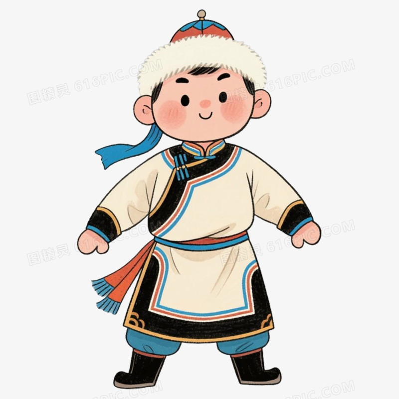 可爱男孩蒙古特色蒙古服饰免抠元素