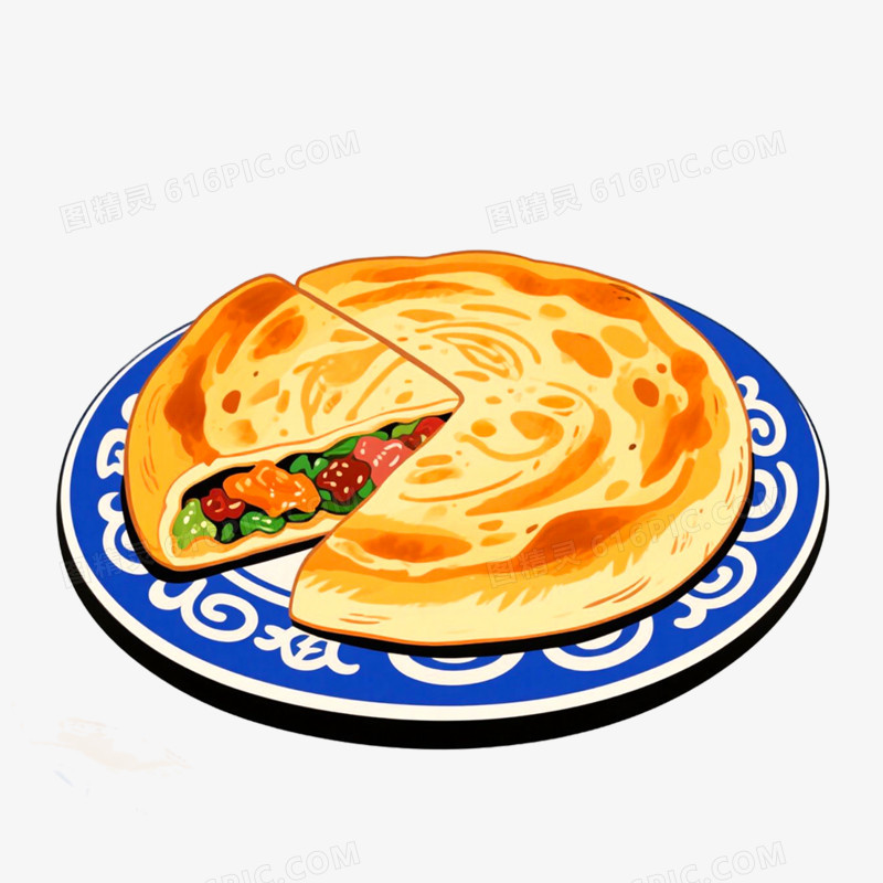 手绘插画蒙古美食科尔沁馅饼免抠元素