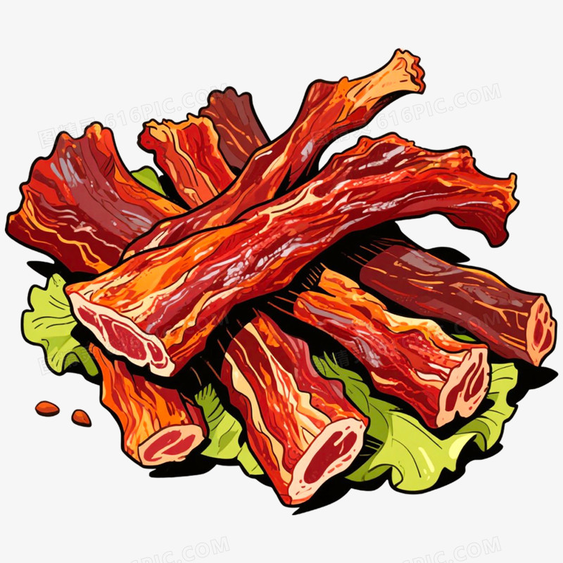 手绘插画蒙古美食肉干免抠元素