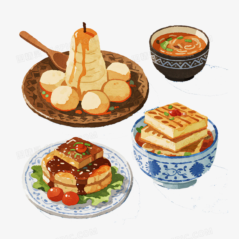 卡通手绘 蒙古特色美食免抠元素