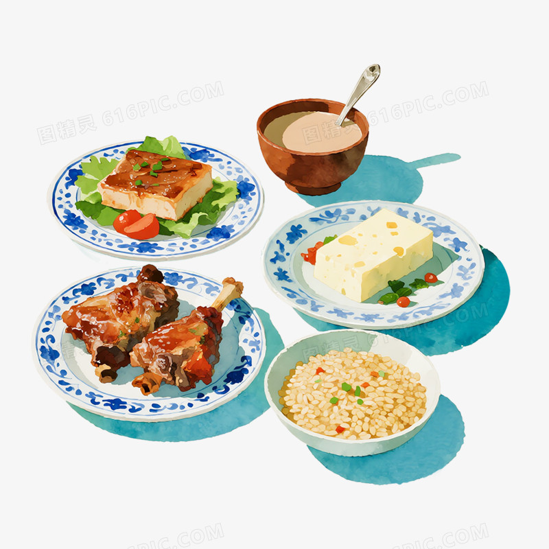 卡通手绘内蒙古特色美食免抠元素