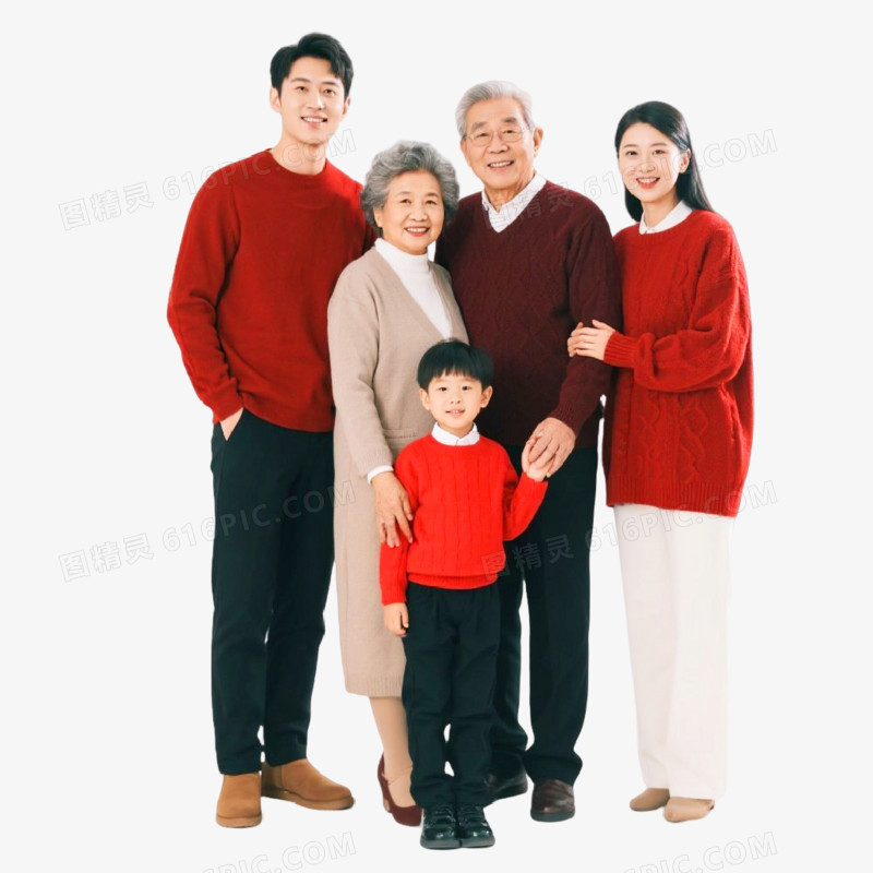 摄影风格新年全家福免抠元素